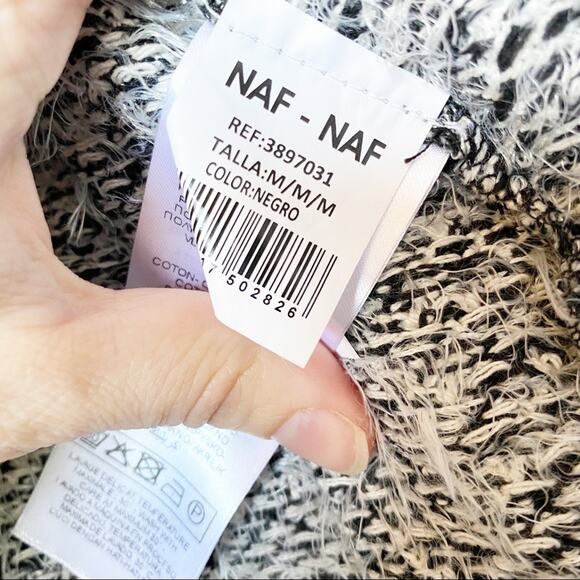 NAF NAF Chevron Longline Open Cardigan Sweater Size Medium - Picture 6 of 8